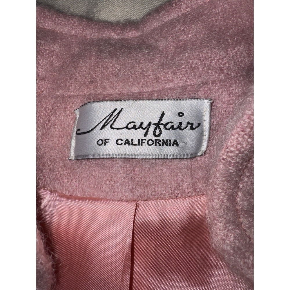 Vintage Mayfair of California USA Pink Mohair Jacket Coat 60's Wool Women's L - Picture 7 of 8